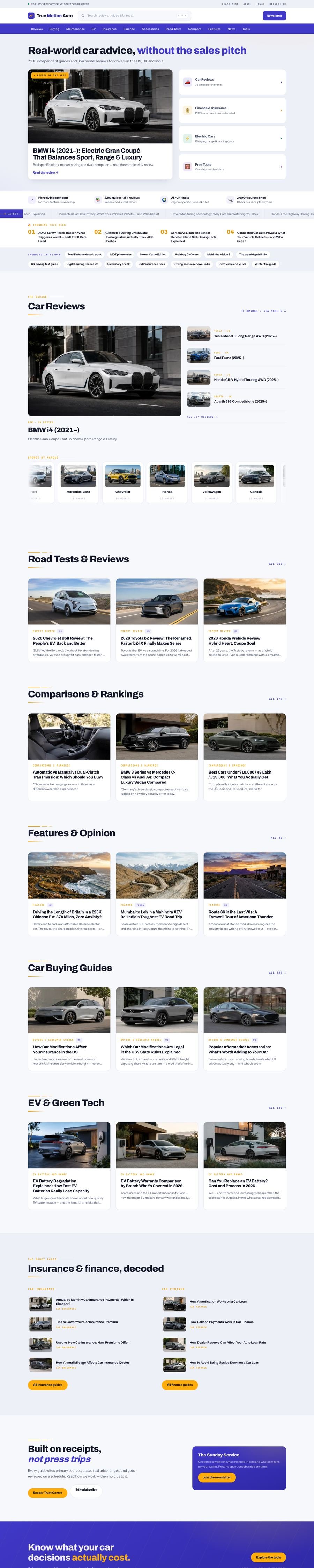 Full-page screenshot of True Motion Auto